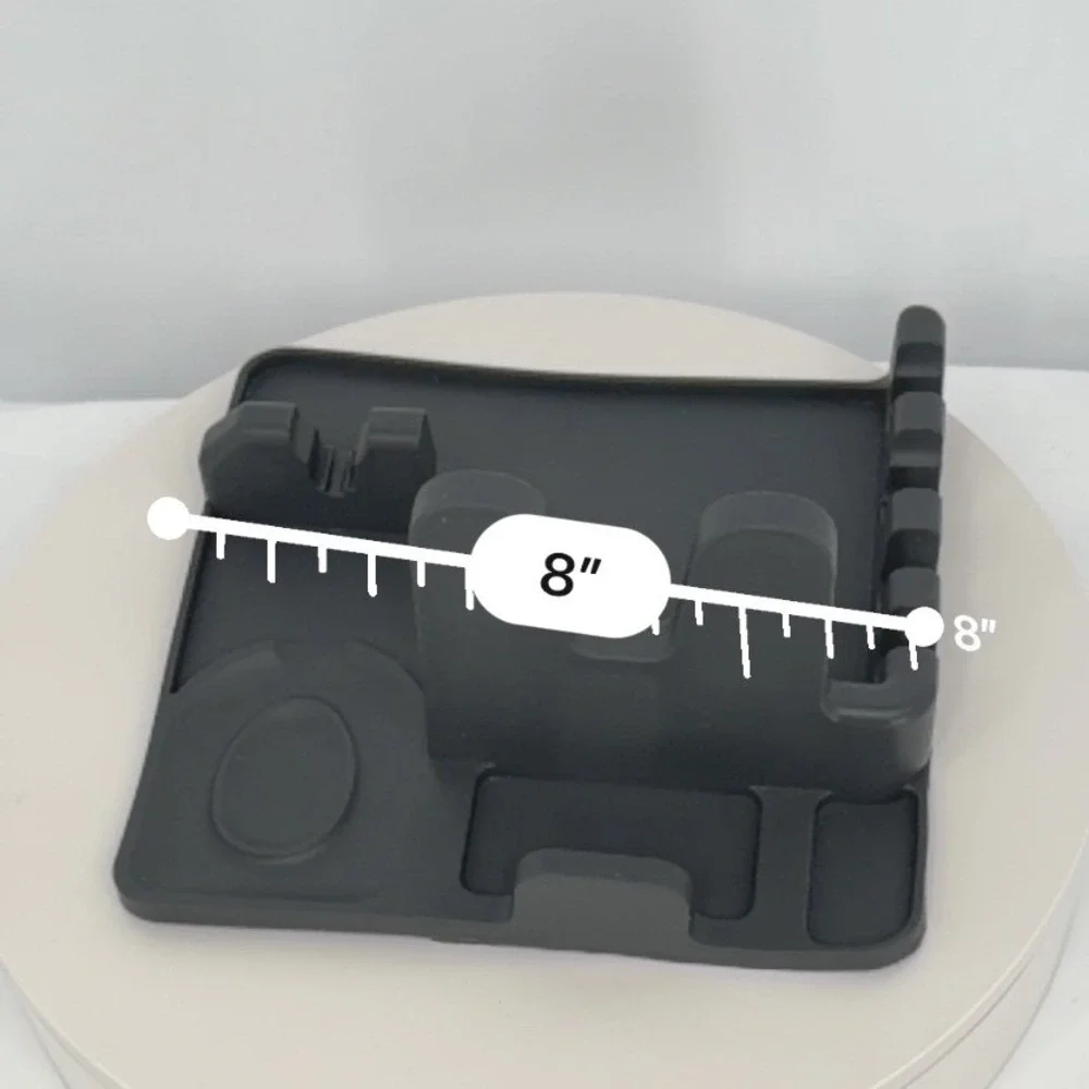 Silicone‎ Kitchen Utensil Rest Spoon Holder Mat Countertop Spill Pad Gray 96-11